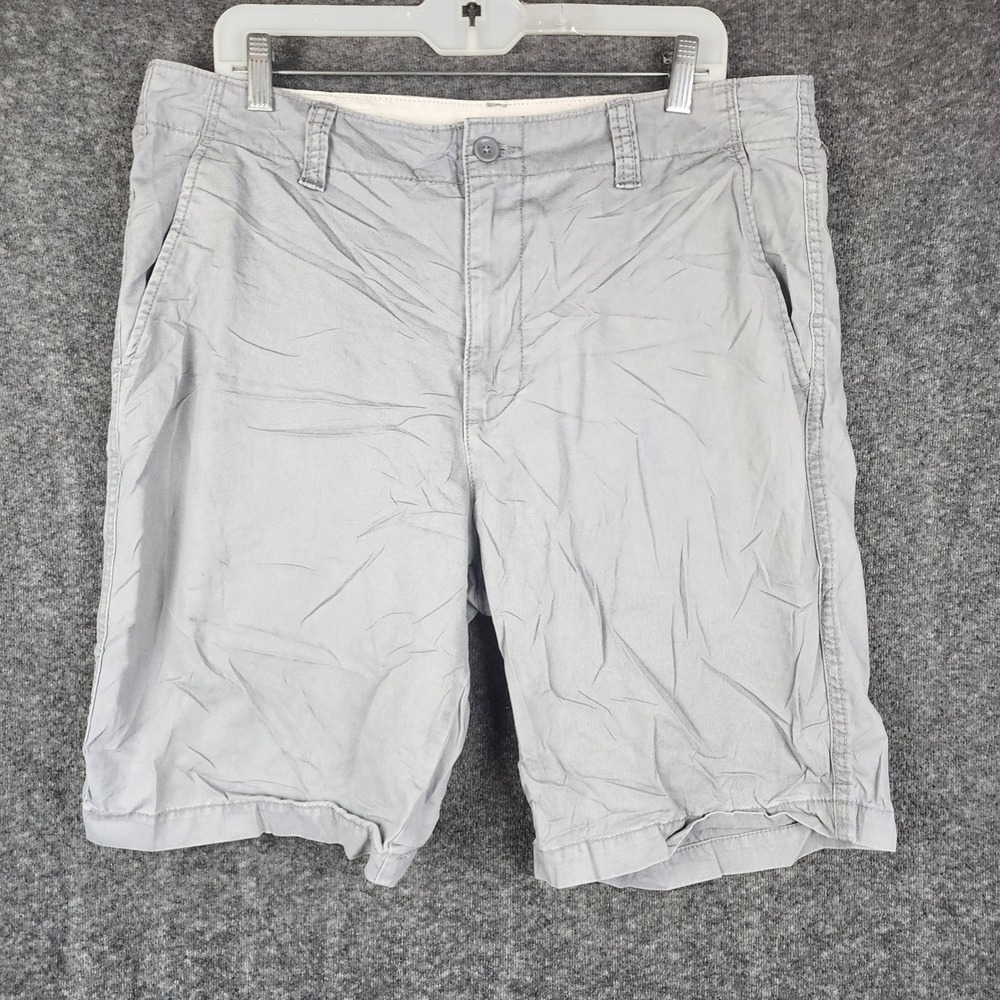 Old Navy Lived-In Straight Shorts Mens 36 Grey Cotton Chino Casual Twill